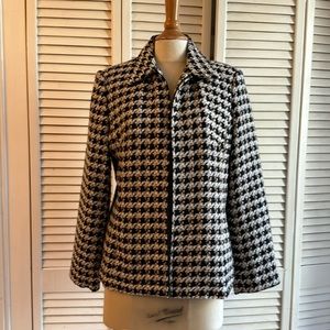 SAG HARBOR Houndstooth Blazer. Front zip-up w/pockets   SIZE 10. EUC